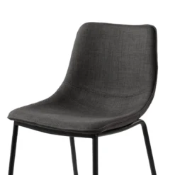 CoqueTabouret snack coque en tissu gris et pieds en métal noir><noscript><img width=