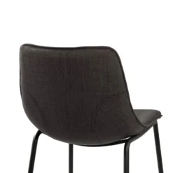 CoqueTabouret snack coque en tissu gris et pieds en métal noir><noscript><img width=