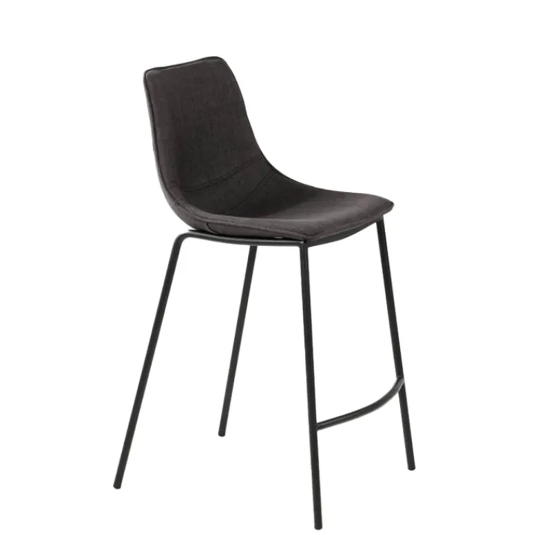 CoqueTabouret snack coque en tissu gris et pieds en métal noir> Tabouret Snack (assise +/- 65 Cm)|Tabouret De Bar (assise +/- 80 Cm)