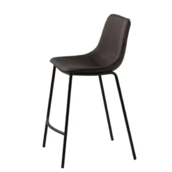 CoqueTabouret snack coque en tissu gris et pieds en métal noir><noscript><img width=