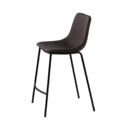 CoqueTabouret snack coque en tissu gris et pieds en métal noir><noscript><img width=