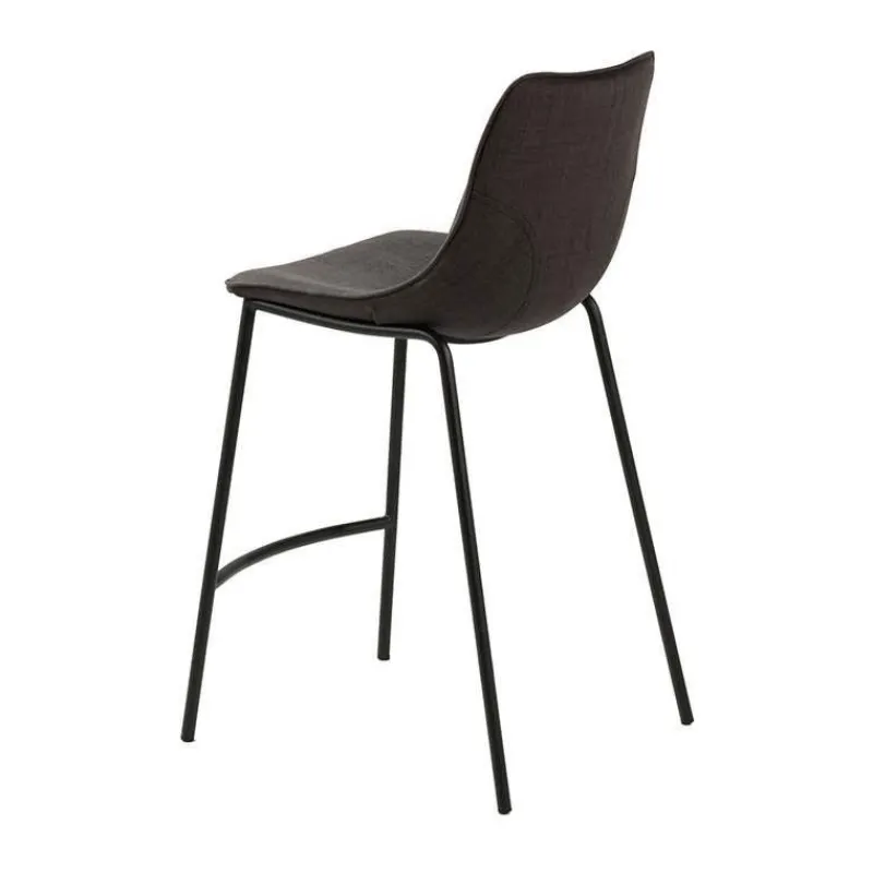 CoqueTabouret snack coque en tissu gris et pieds en métal noir> Tabouret Snack (assise +/- 65 Cm)|Tabouret De Bar (assise +/- 80 Cm)