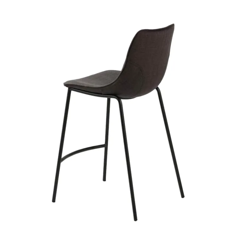 CoqueTabouret snack coque en tissu gris et pieds en métal noir> Tabouret Snack (assise +/- 65 Cm)|Tabouret De Bar (assise +/- 80 Cm)