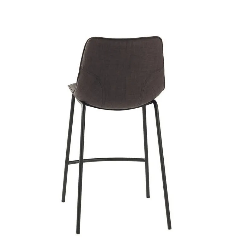 CoqueTabouret snack coque en tissu gris et pieds en métal noir> Tabouret Snack (assise +/- 65 Cm)|Tabouret De Bar (assise +/- 80 Cm)