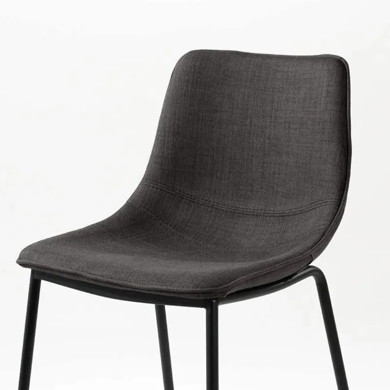 CoqueTabouret snack coque en tissu gris et pieds en métal noir> Tabouret Snack (assise +/- 65 Cm)|Tabouret De Bar (assise +/- 80 Cm)