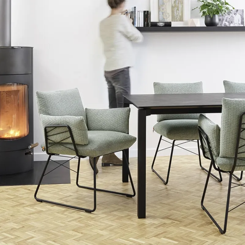 Mobitec Cosy ® Fauteuil design confortable assise en tissu et pieds en métal> Chaise De Salle à Manger|Fauteuil De Salon