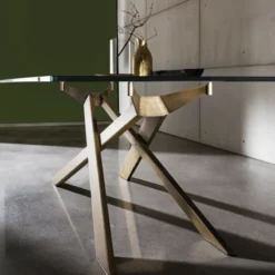 Sovet Italia Cross Sovet® Table de salle à manger design en verre et métal><noscript><img width=