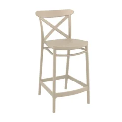 Cross Tabouret snack moderne en polypropylène avec dossier> Tabouret Snack (assise +/- 65 Cm)|Tabouret De Bar (assise +/- 80 Cm)