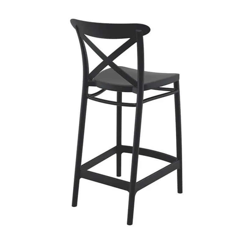 Cross Tabouret snack moderne en polypropylène avec dossier> Tabouret Snack (assise +/- 65 Cm)|Tabouret De Bar (assise +/- 80 Cm)