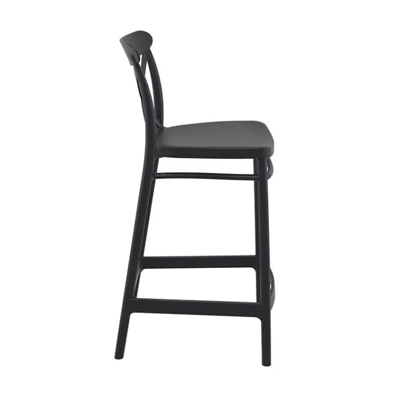 Cross Tabouret snack moderne en polypropylène avec dossier> Tabouret Snack (assise +/- 65 Cm)|Tabouret De Bar (assise +/- 80 Cm)