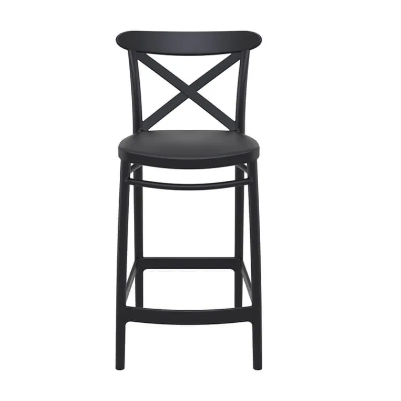 Cross Tabouret snack moderne en polypropylène avec dossier> Tabouret Snack (assise +/- 65 Cm)|Tabouret De Bar (assise +/- 80 Cm)
