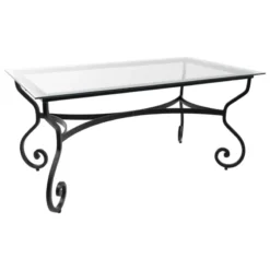 Jayso Damasco Table de jardin provençale plateau verre avec pieds en acier> Table De Jardin