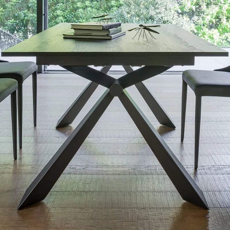 Altacom Delta Table design italienne extensible en mélaminé et pieds en X> Table De Salle à Manger