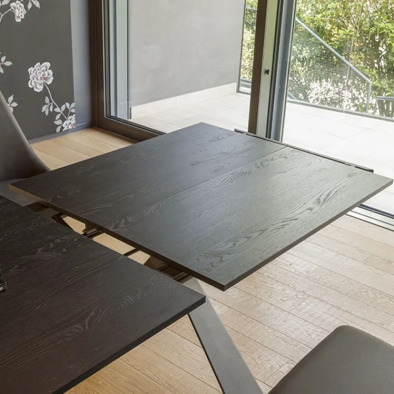 Altacom Delta Table design italienne extensible en mélaminé et pieds en X> Table De Salle à Manger