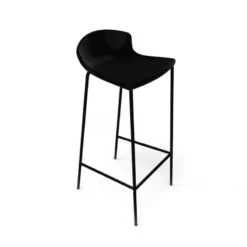Easy Tabouret empilable snack avec coque en technopolymère noir et pieds en métal noir> Tabouret Snack (assise +/- 65 Cm)|Tabouret De Bar (assise +/- 80 Cm)
