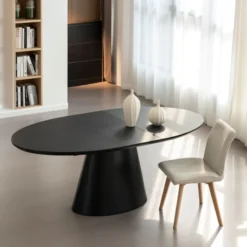 EllaTable design ovale extensible avec pied central><noscript><img width=