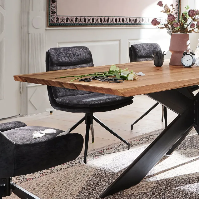 ExtrêmeTable design plateau bois massif avec pieds en métal> Table De Salle à Manger