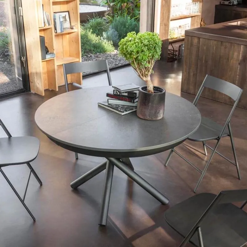 Altacom Fahrenheit Super Table ronde extensible design en céramique et pieds mikado> Table De Salle à Manger