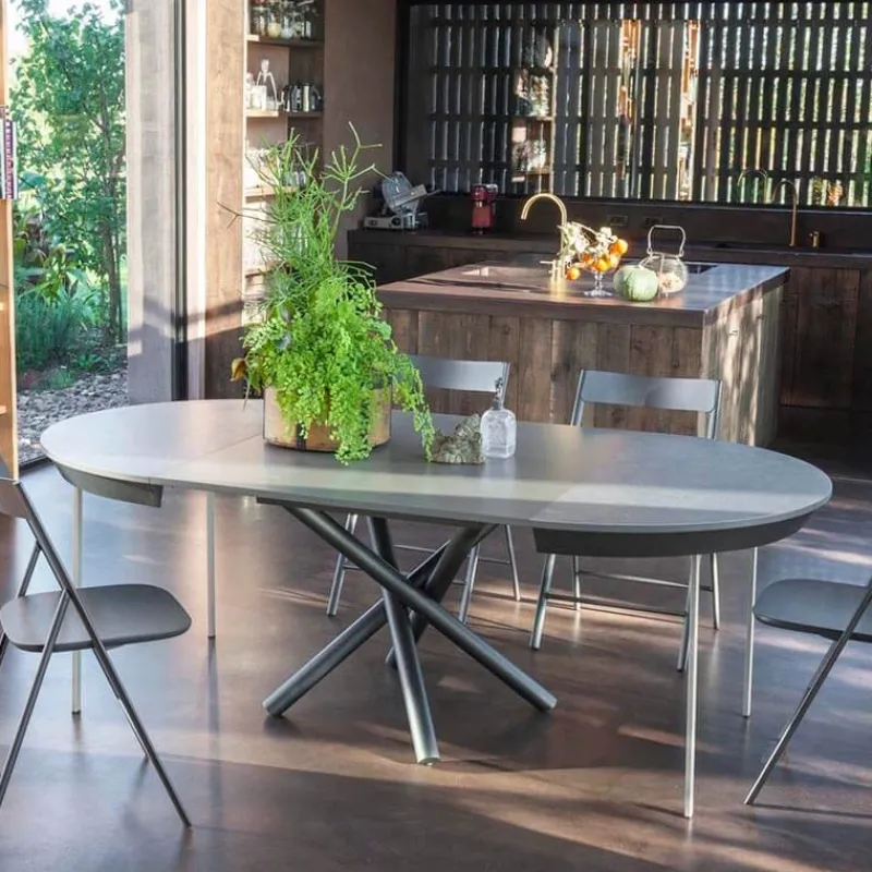 Altacom Fahrenheit Super Table ronde extensible design en céramique et pieds mikado> Table De Salle à Manger