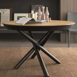 Altacom Fahrenheit Table design extensible ronde en bois avec pied central forme mikado> Table De Salle à Manger