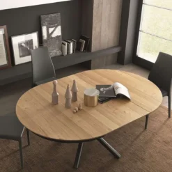 Altacom Fahrenheit Table design extensible ronde en bois avec pied central forme mikado><noscript><img width=