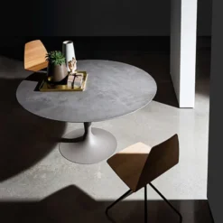 Sovet Italia Flûte Sovet® Table ronde design en céramique avec pied central> Table De Salle à Manger