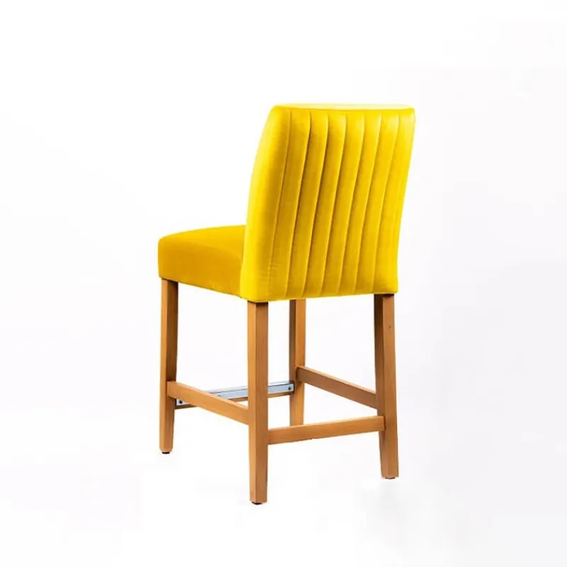 Sessio Fritz line Tabouret snack avec dos matelassé en tissu et pieds en bois> Tabouret Snack (assise +/- 65 Cm)|Tabouret De Bar (assise +/- 80 Cm)