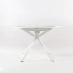 Giove Table ronde extensible en verre blanc> Table De Cuisine