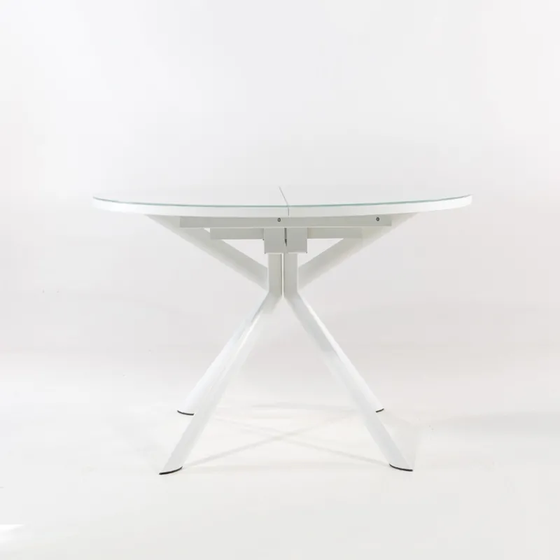 Giove Table ronde extensible en verre blanc> Table De Cuisine