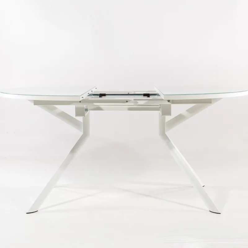 Giove Table ronde extensible en verre blanc> Table De Cuisine