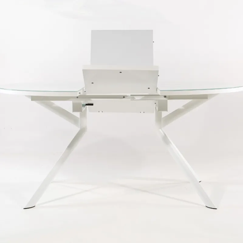 Giove Table ronde extensible en verre blanc> Table De Cuisine