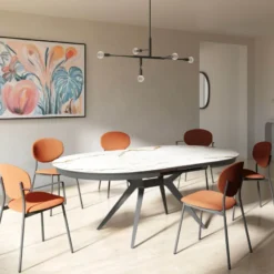 Cancio Globo Table ovale moderne extensible en Dekton> Table De Cuisine|Table De Salle à Manger