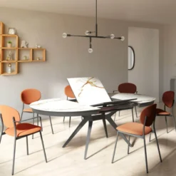 Cancio Globo Table ovale moderne extensible en Dekton> Table De Cuisine|Table De Salle à Manger