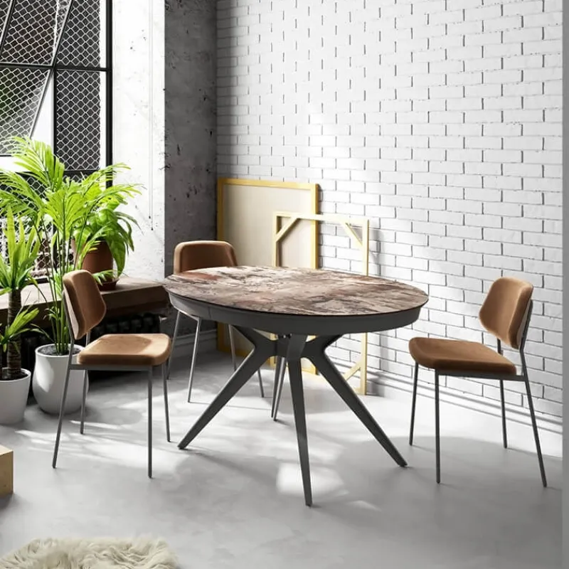 Cancio Globo Table ovale moderne extensible en Dekton> Table De Cuisine|Table De Salle à Manger
