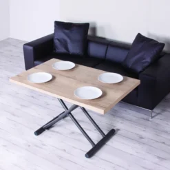 Altacom Géniale Table basse relevable petit espace en mélaminé><noscript><img width=