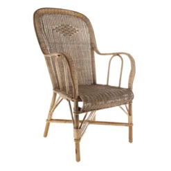 Kok Grand père MarcelFauteuil dossier haut en rotin vintage><noscript><img width=