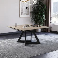 Lievens HectorTable carrée extensible en céramique design avec pieds en métal><noscript><img width=