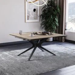 Lievens HectorTable carrée extensible en céramique design avec pieds en métal><noscript><img width=
