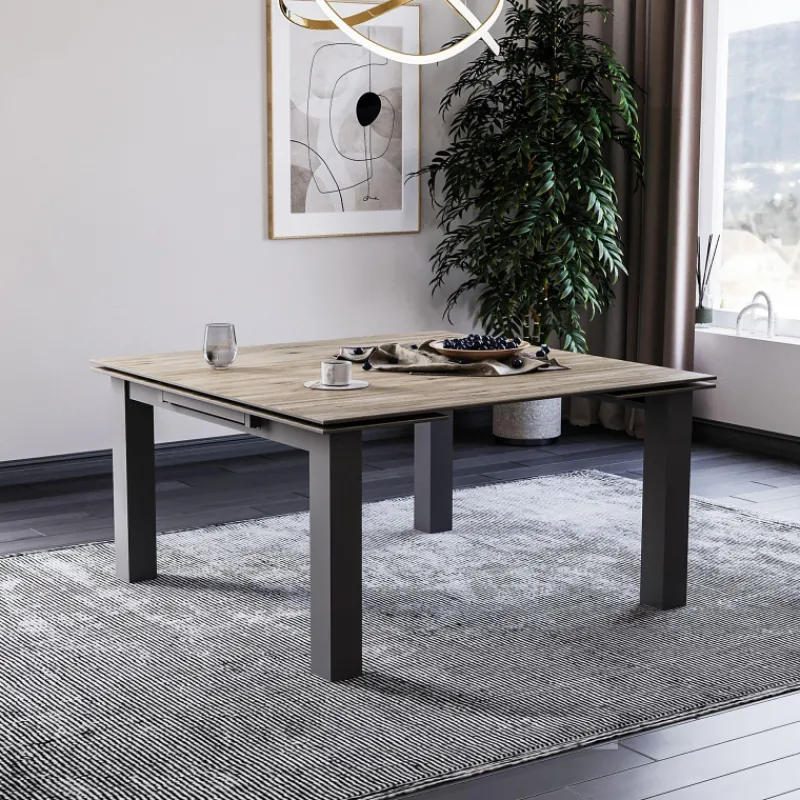 Lievens HectorTable carrée extensible en céramique design avec pieds en métal> Table De Salle à Manger