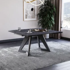 Lievens HectorTable carrée extensible en céramique design avec pieds en métal><noscript><img width=