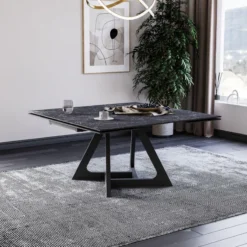 Lievens HectorTable carrée extensible en céramique design avec pieds en métal><noscript><img width=