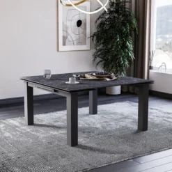 Lievens HectorTable carrée extensible en céramique design avec pieds en métal><noscript><img width=