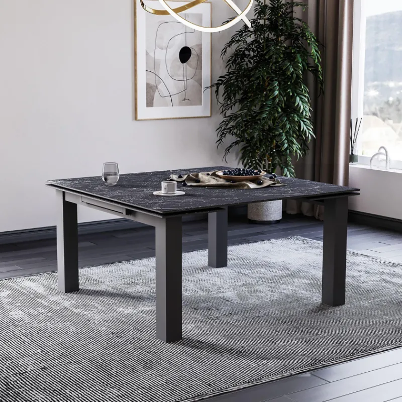 Lievens HectorTable carrée extensible en céramique design avec pieds en métal> Table De Salle à Manger