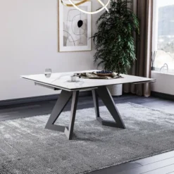 Lievens HectorTable carrée extensible en céramique design avec pieds en métal><noscript><img width=