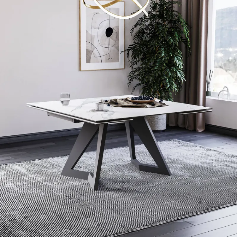 Lievens HectorTable carrée extensible en céramique design avec pieds en métal> Table De Salle à Manger