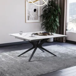 Lievens HectorTable carrée extensible en céramique design avec pieds en métal><noscript><img width=