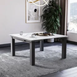 Lievens HectorTable carrée extensible en céramique design avec pieds en métal><noscript><img width=