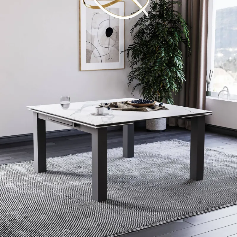 Lievens HectorTable carrée extensible en céramique design avec pieds en métal> Table De Salle à Manger