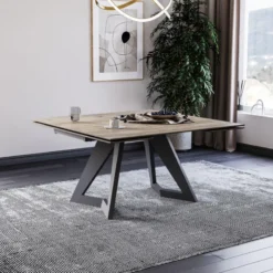 Lievens HectorTable carrée extensible en céramique design avec pieds en métal><noscript><img width=