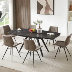 IberisChaise design rembourrée inspiration vintage avec pieds en métal noir> Chaise De Cuisine|Chaise De Salle à Manger
